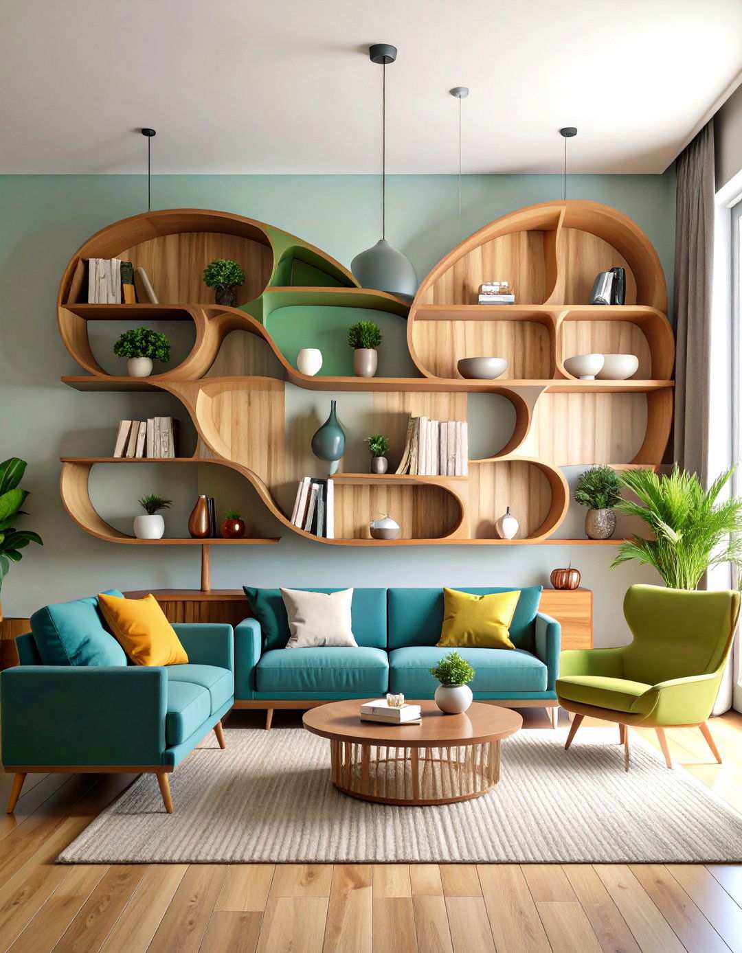Sculptural Wall Shelf Installation - 24 living room wall decor ideas