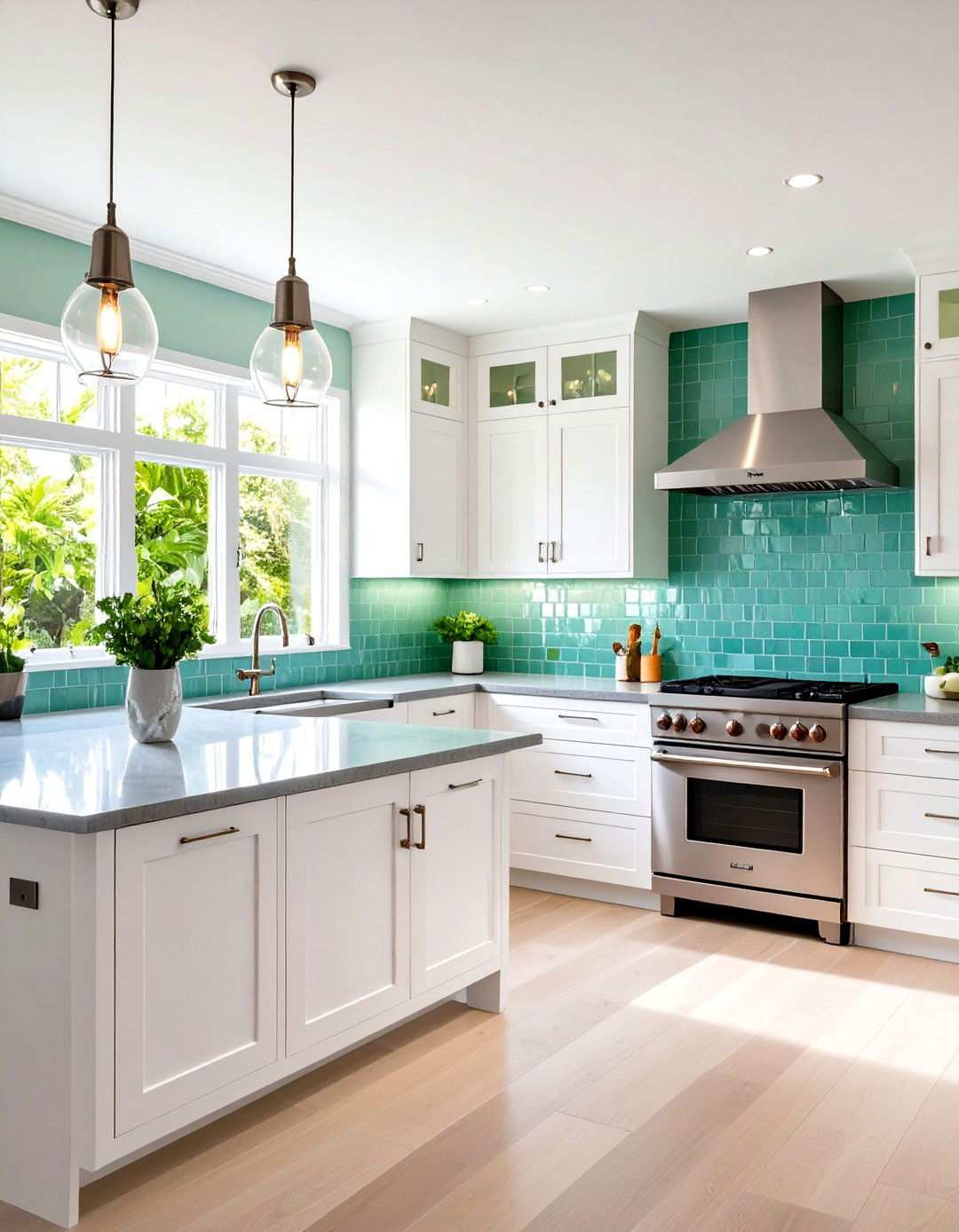 Sea Glass Green Subway Kitchen Backsplash - 24 Kitchen With Green Backsplash Ideas