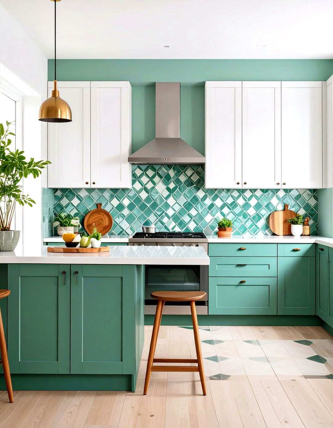 Seafoam Green and White Mosaic Design - 24 Seafoam Green Kitchen Ideas