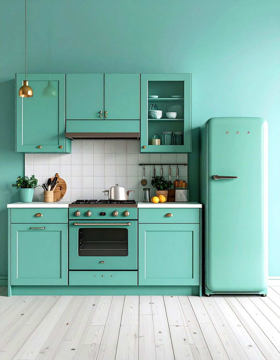Seafoam Green Appliance Integration - 24 Seafoam Green Kitchen Ideas