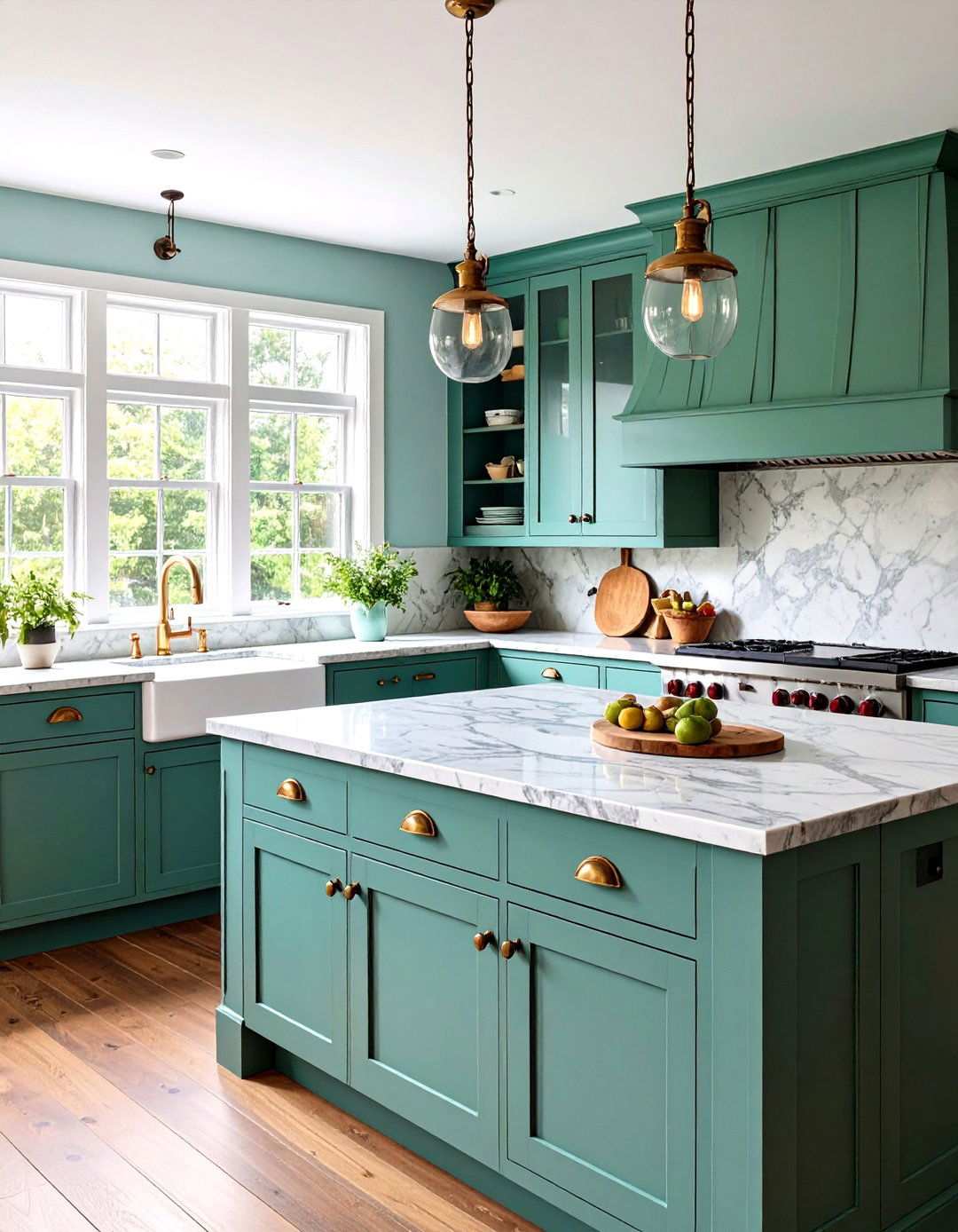 Seafoam Green Marble Cottage Kitchen - 24 Kitchen With Green Countertops Ideas