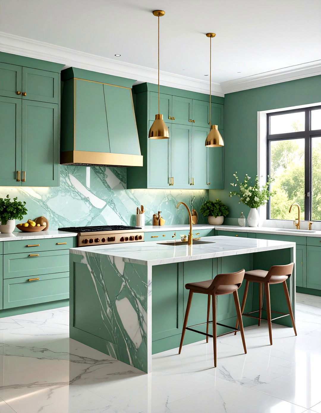 Seafoam Green Marble Kitchen Backsplash - 24 Kitchen With Green Backsplash Ideas