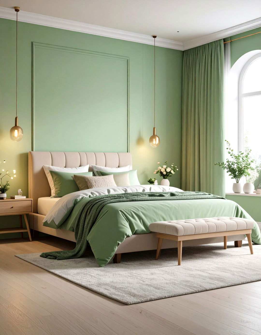 Seafoam Green Minimalist Bedroom - 24 Light Green Bedroom Ideas