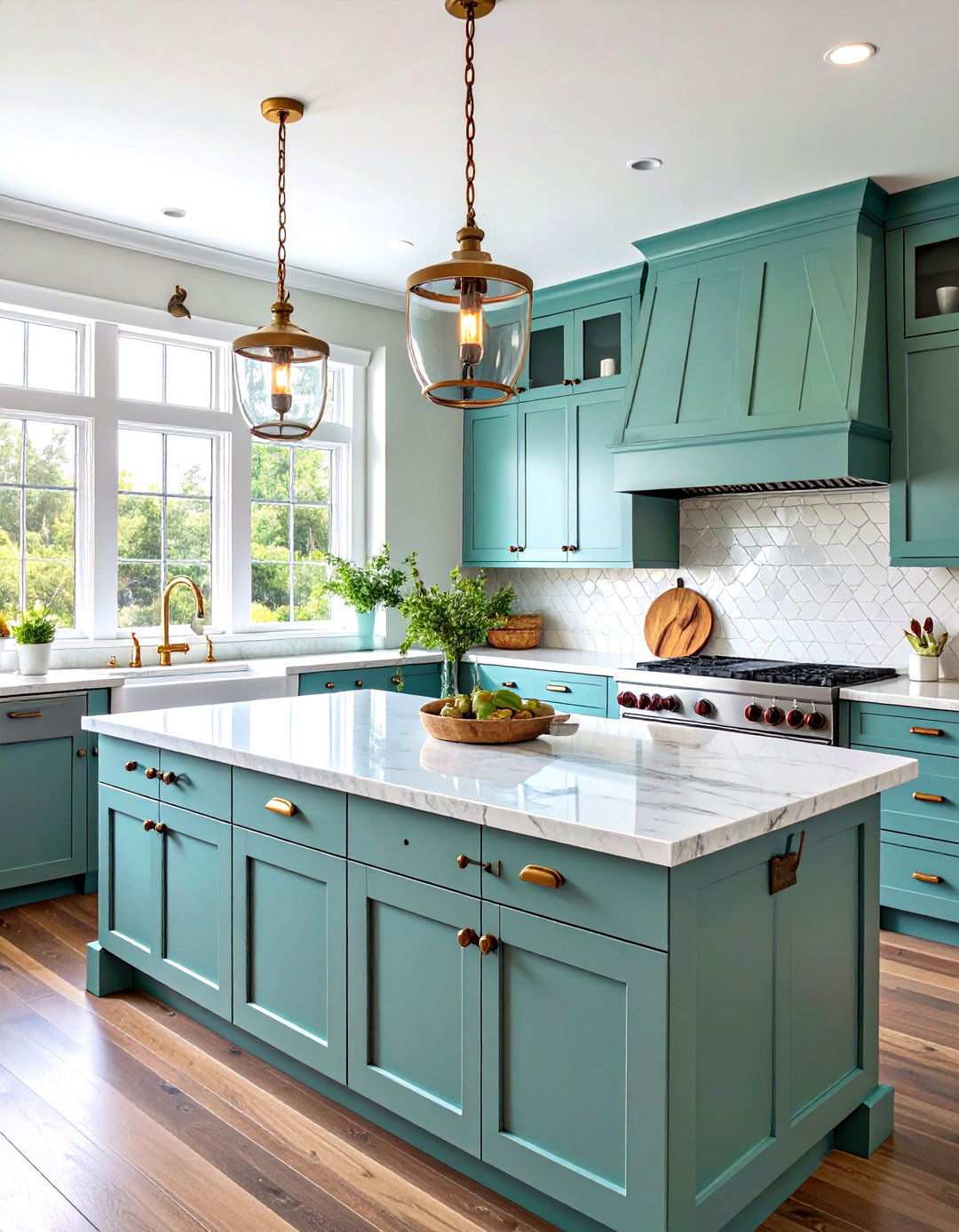 Seafoam Green Quartz Coastal Kitchen - 24 Kitchen With Green Countertops Ideas