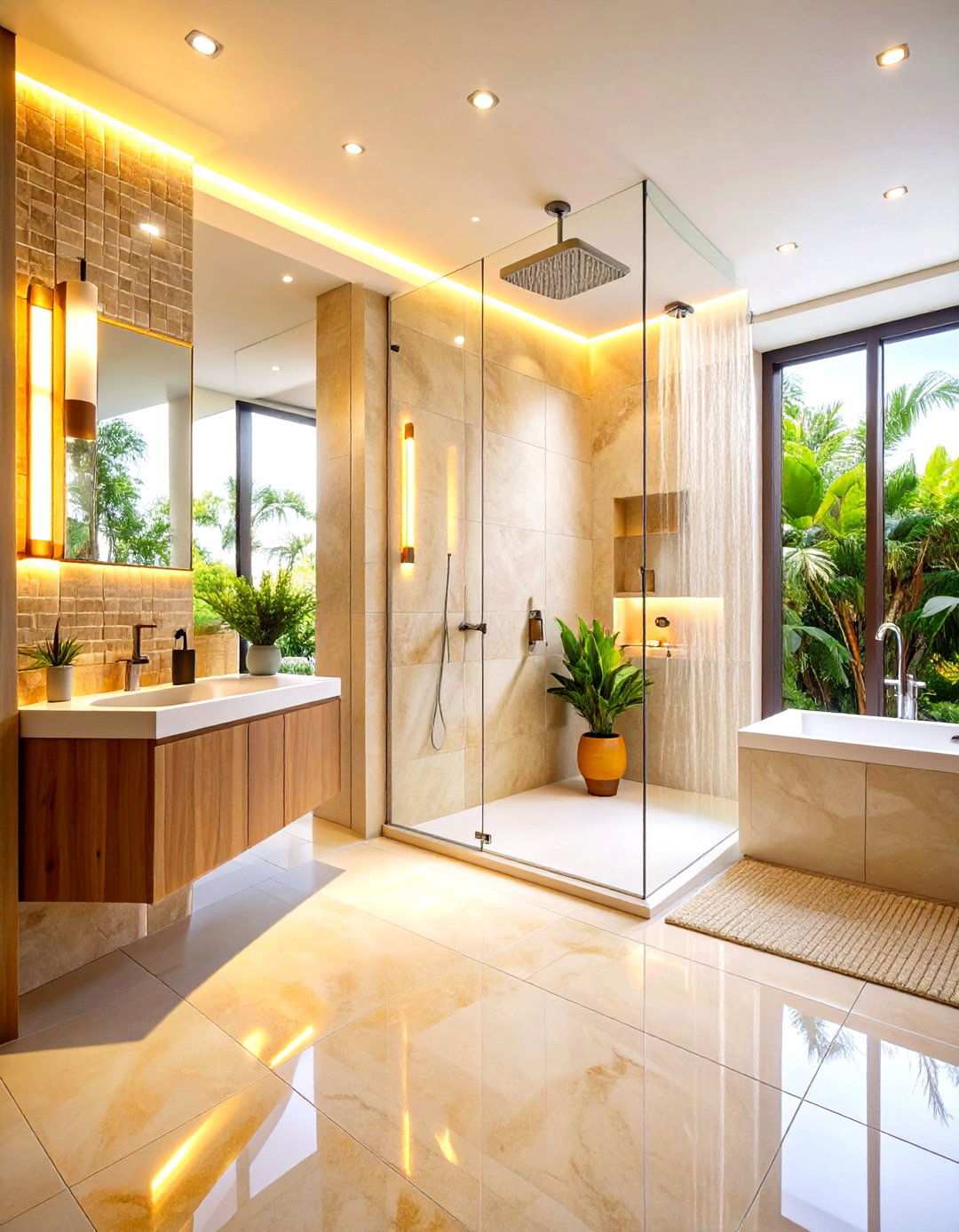 Seamless Floor to Ceiling Tile Design - 24 Small Bathroom Walk in Shower Ideas