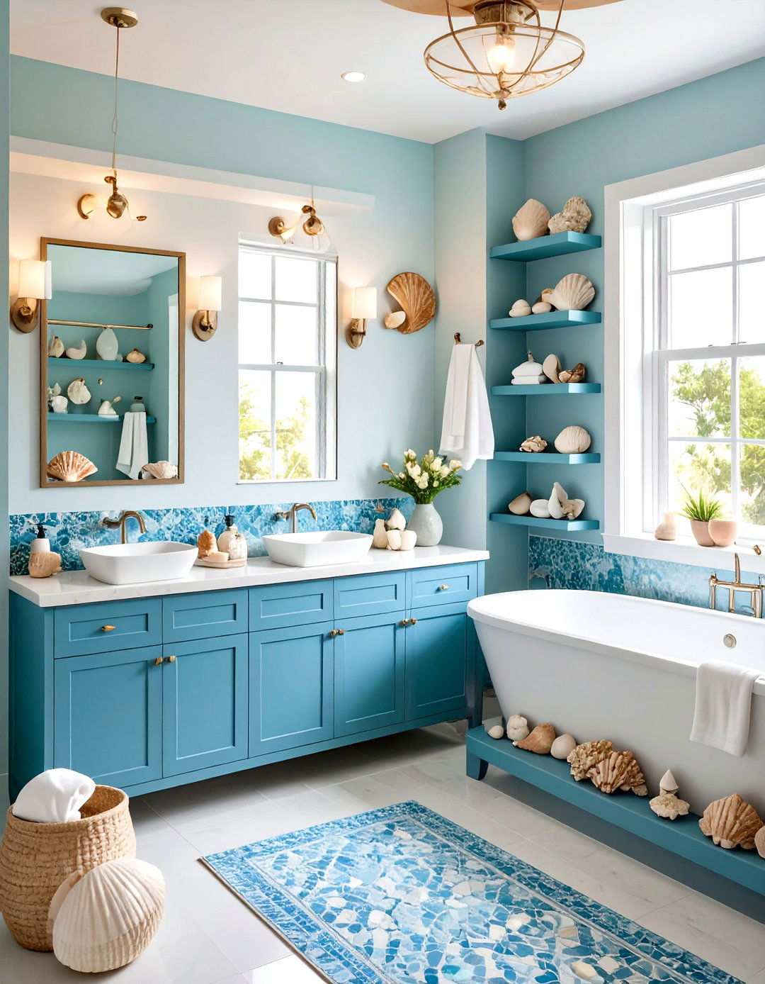 Seashell Collection Display Bathroom - 24 Tropical Bathroom Ideas