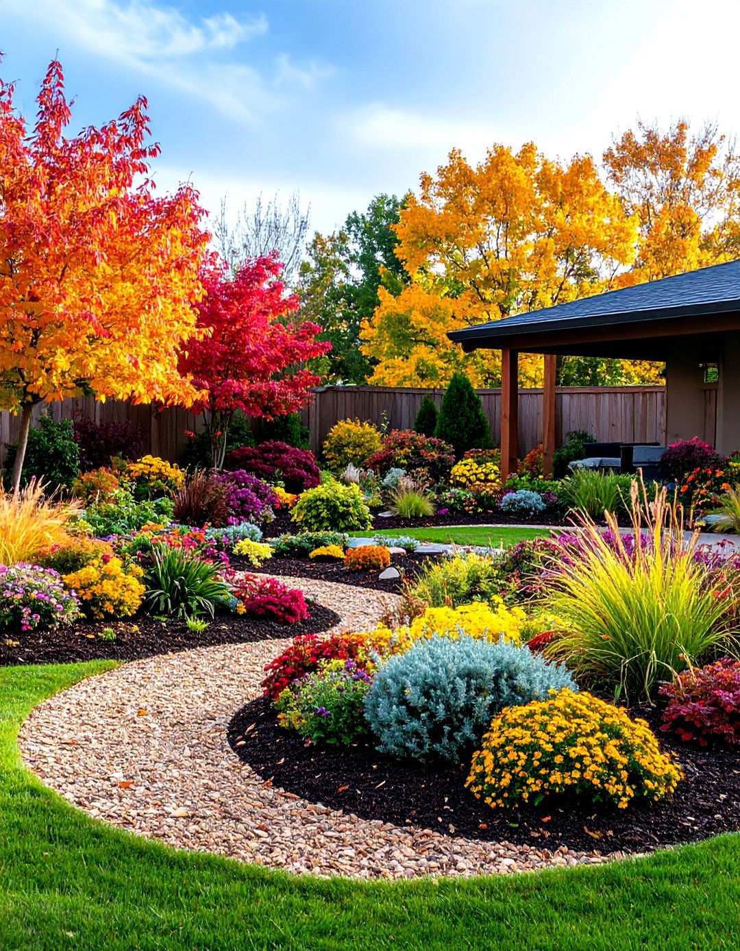 Seasonal Color Display Garden - 24 mulch patio ideas