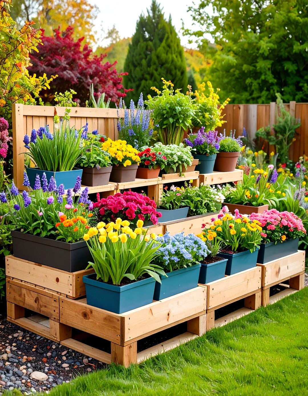 Seasonal Color Rotation Garden - 24 Vertical Pallet Garden Ideas