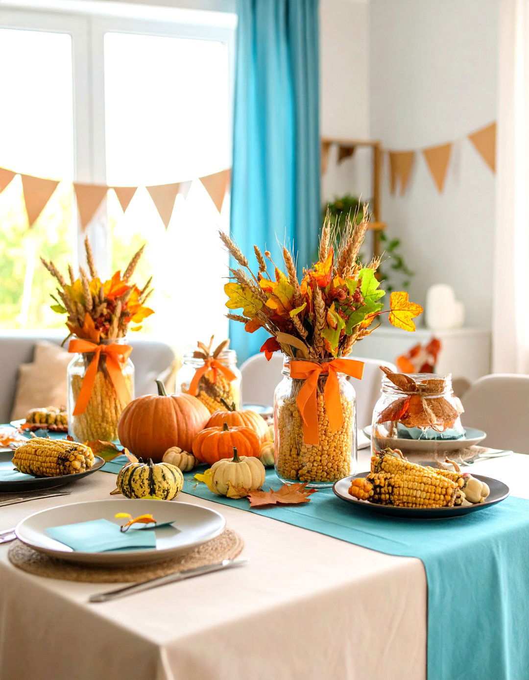 Seasonal Fall Harvest Arrangements - 24 Mason Jar Centerpiece Ideas