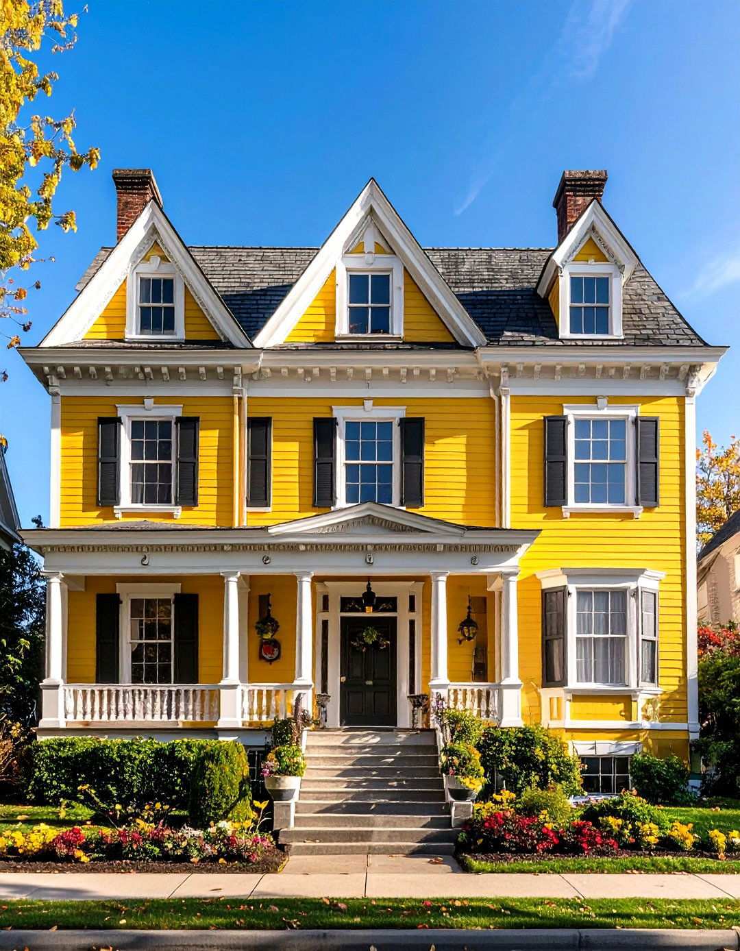 Second Empire Yellow Mansard Elegance - 24 Yellow Exterior Home Ideas