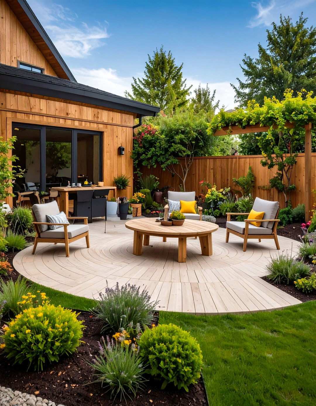Semi Circle Patio with Workshop Integration - 24 Semi Circle Patio Ideas and Inspiration