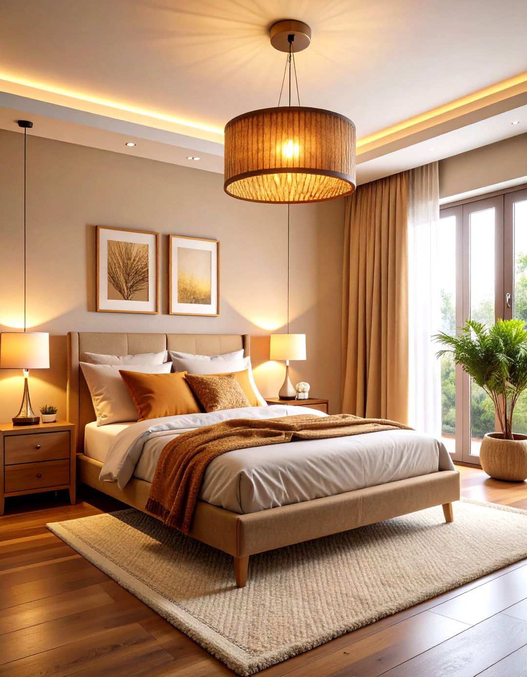 Semi Flush Mount with Warm Lighting - 24 Small Bedroom Lighting Ideas