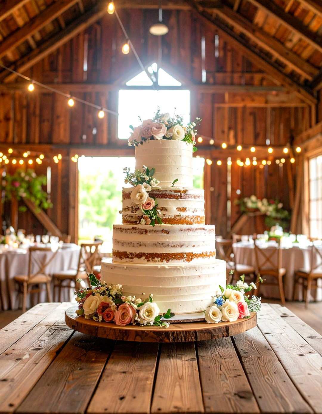 Semi Naked Buttercream Cake - 24 Small Wedding Cake Ideas
