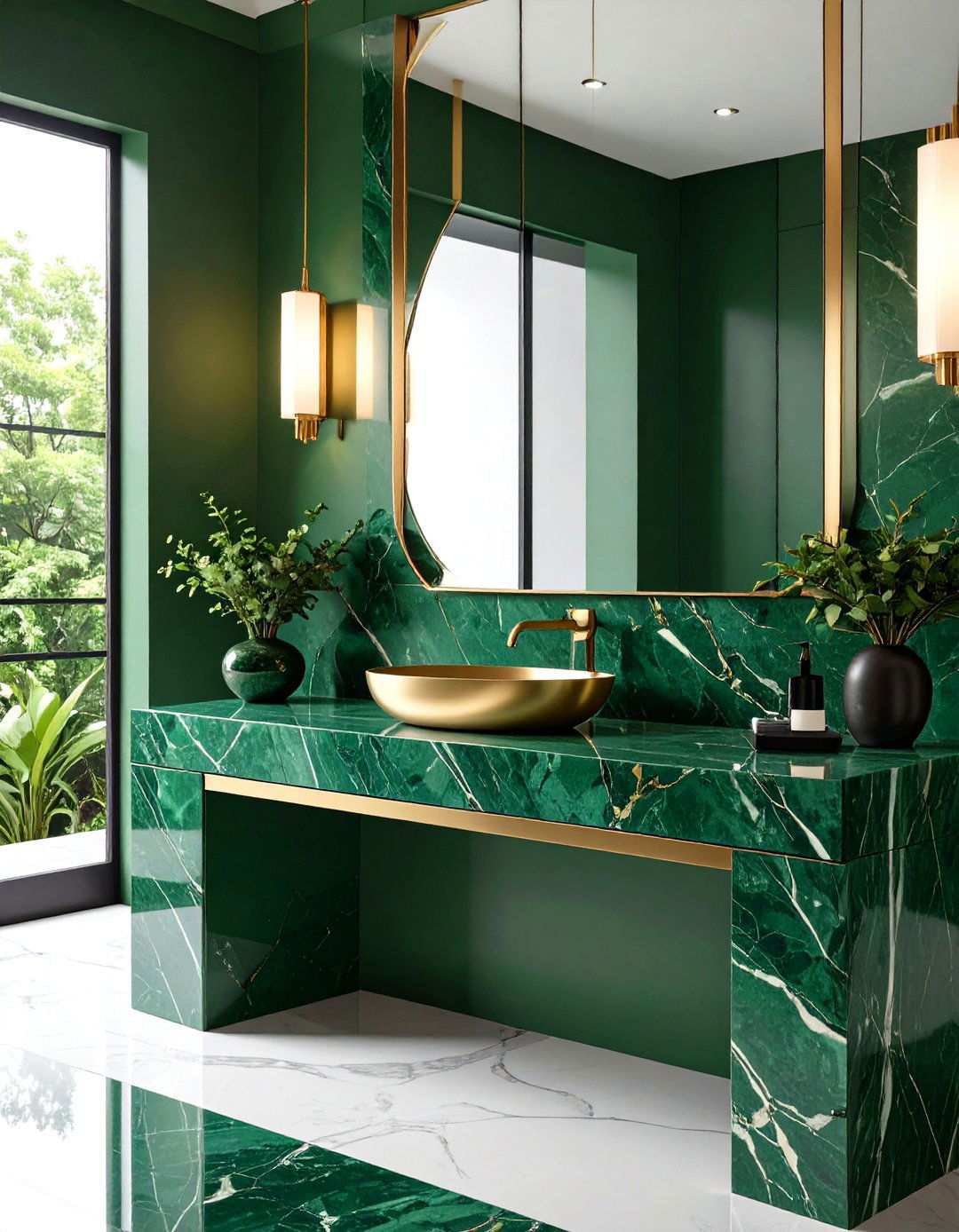 Serpentine Stone Countertop Elements - 24 Stone Bathroom Ideas