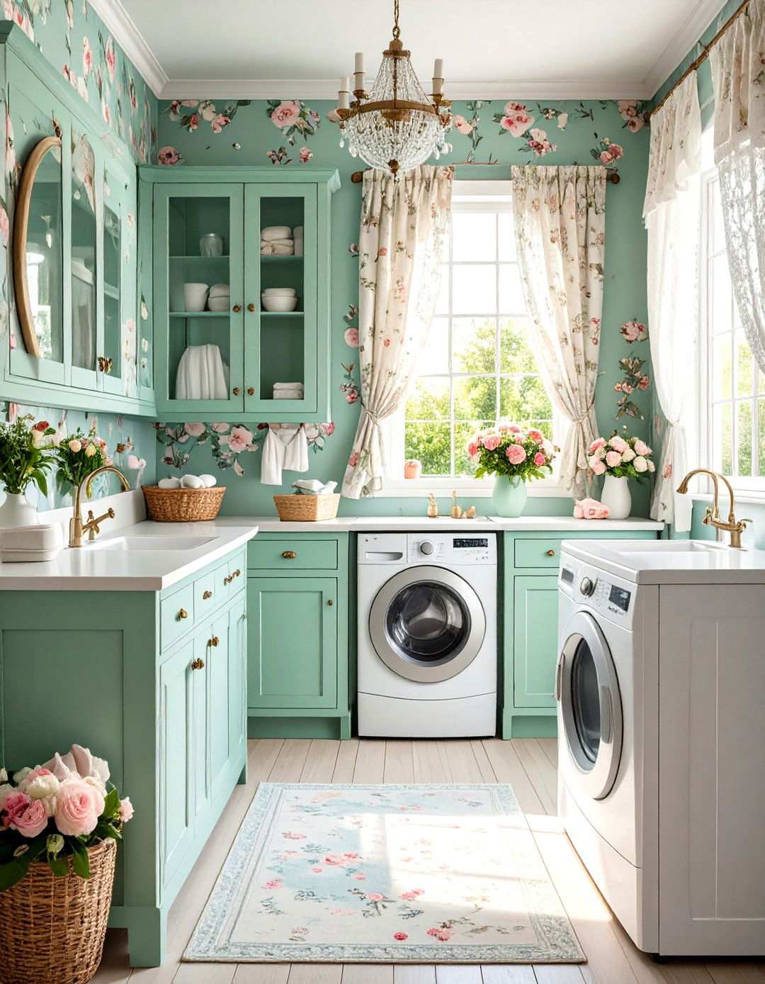 Shabby Chic Pastel Laundry Space - 24 Vintage Laundry Room Decor Ideas
