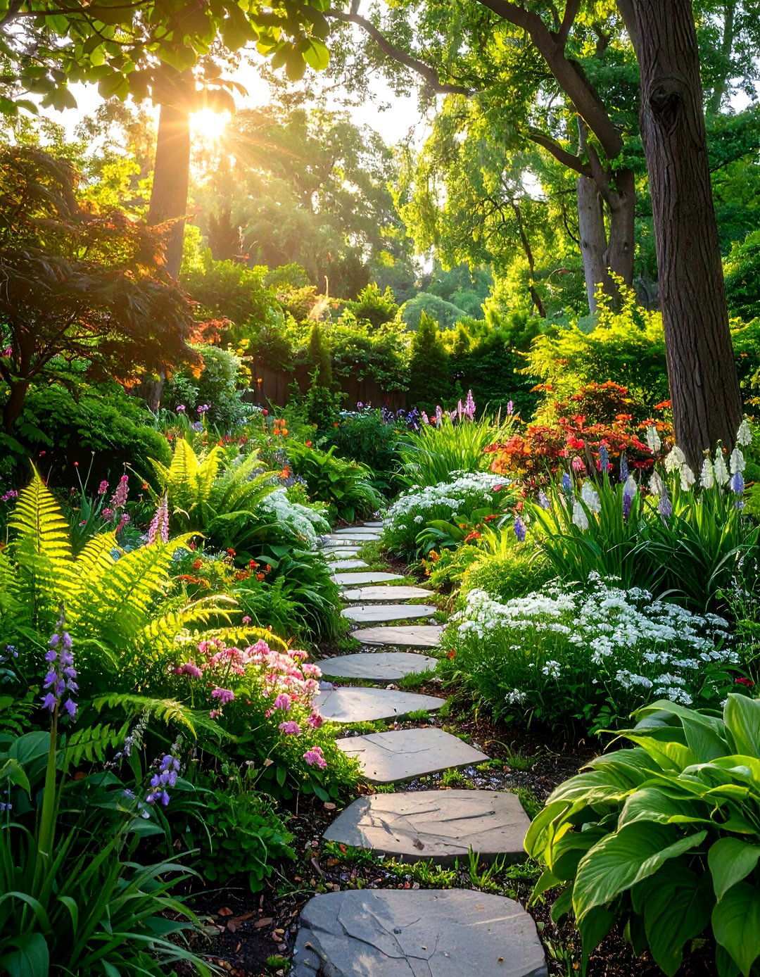 Shade Garden with Victorian Ferns and Hostas - 24 Victorian Front Garden Ideas
