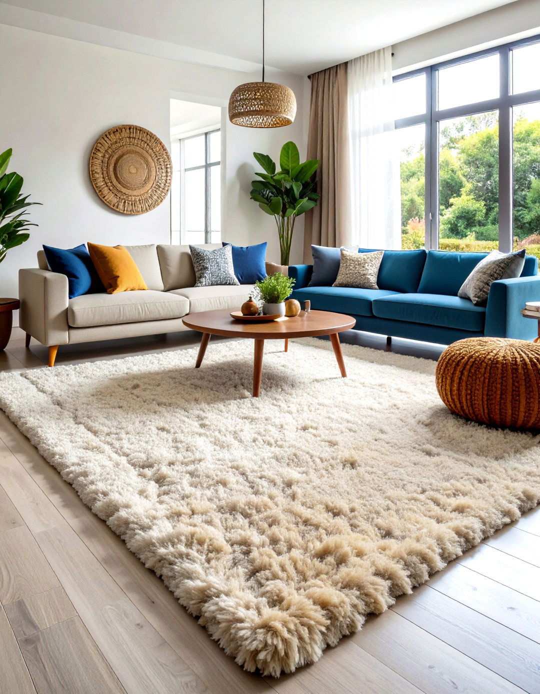 Shag Texture Comfort Rugs - 24 Living Room Rug Ideas