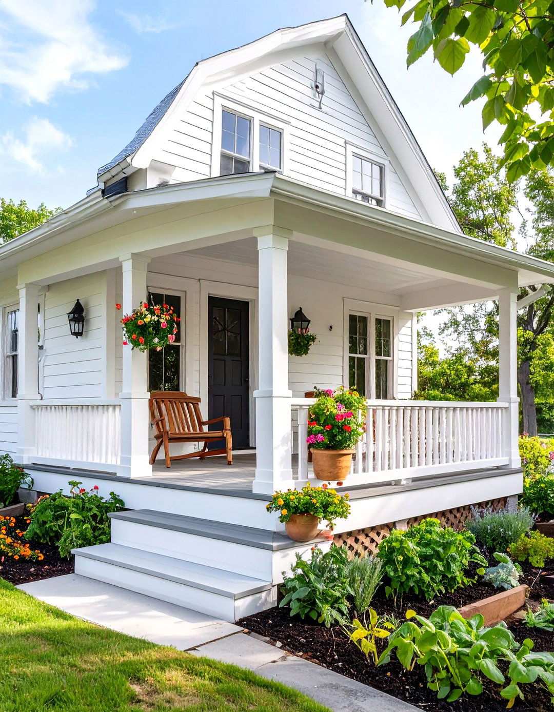 Shaker Farmhouse with Simple Functionality - 24 White Farmhouse With Wrap-around Porch Ideas