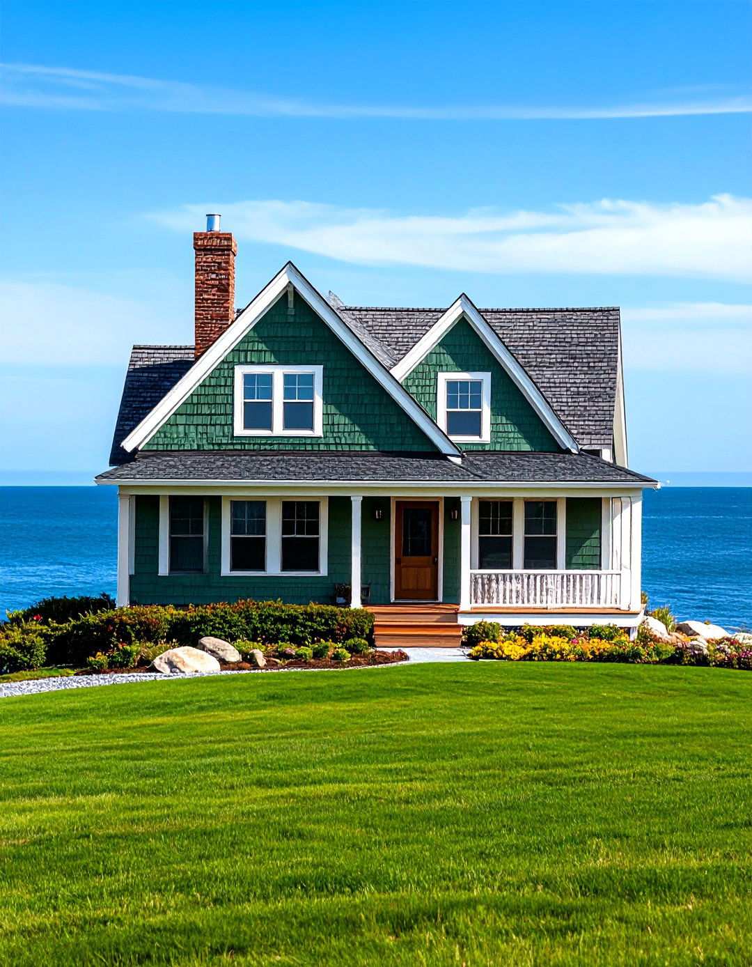 Shingle Style Coastal Design - 24 Sage Green House With Brown Trim Ideas
