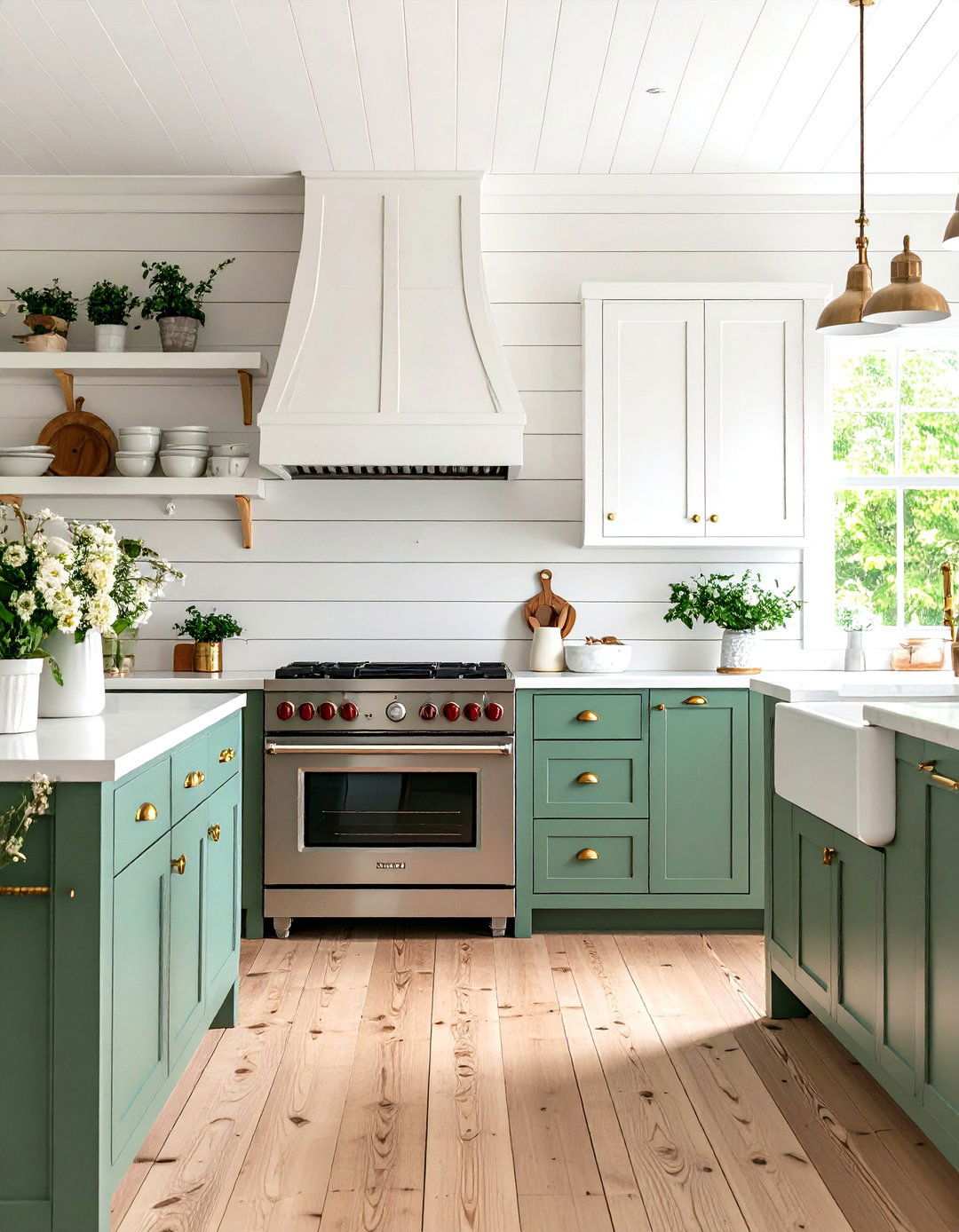 Shiplap Accent Wall Kitchen - 24 White Farmhouse Kitchen Ideas