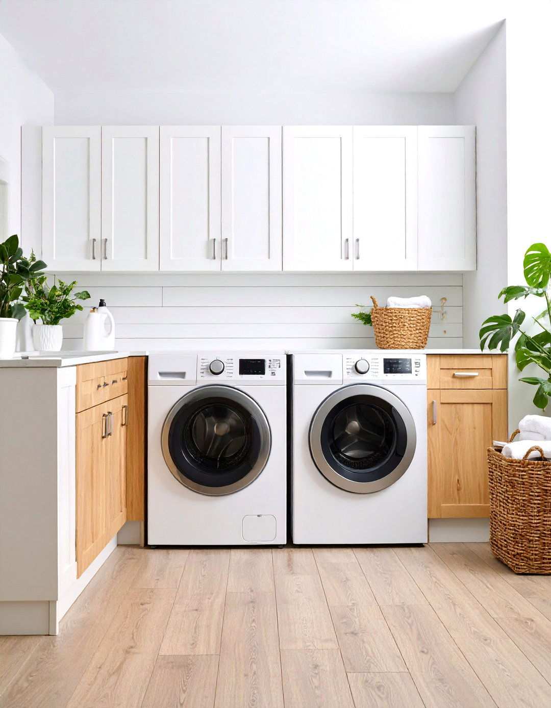 Shiplap Backsplash Behind Appliances - 24 Shiplap Laundry Room Ideas