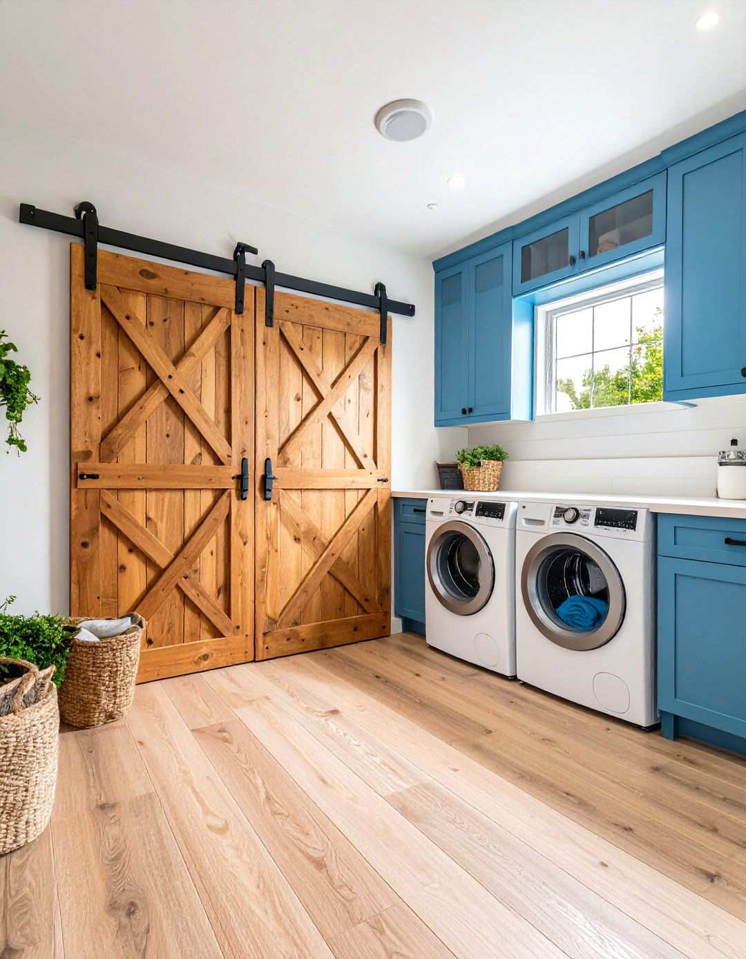 Shiplap Barn Door with Rustic X Pattern Design - 24 Laundry Room Door Ideas