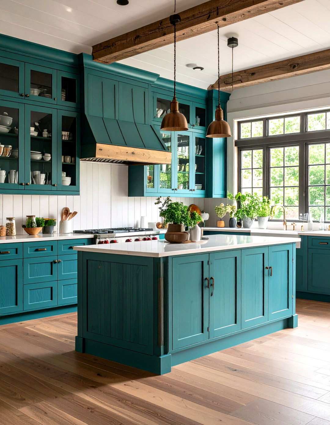 Shiplap Behind Glass Cabinet Displays - 24 Shiplap Backsplash Ideas for Your Kitchen