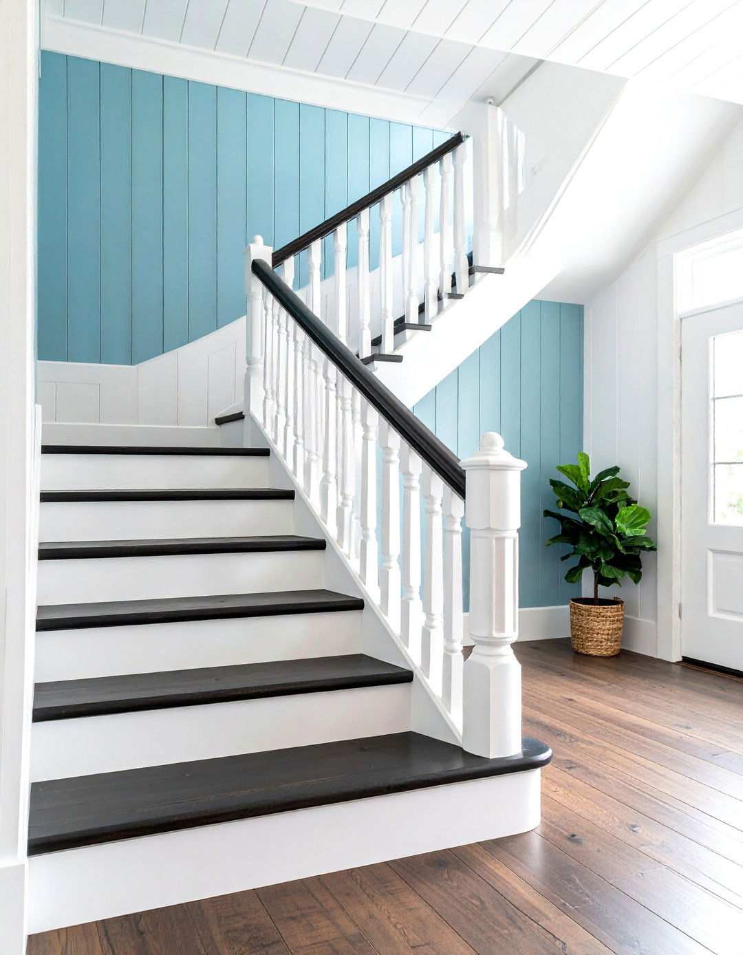 Shiplap Chevron Pattern Risers - 24 Stair Riser Ideas