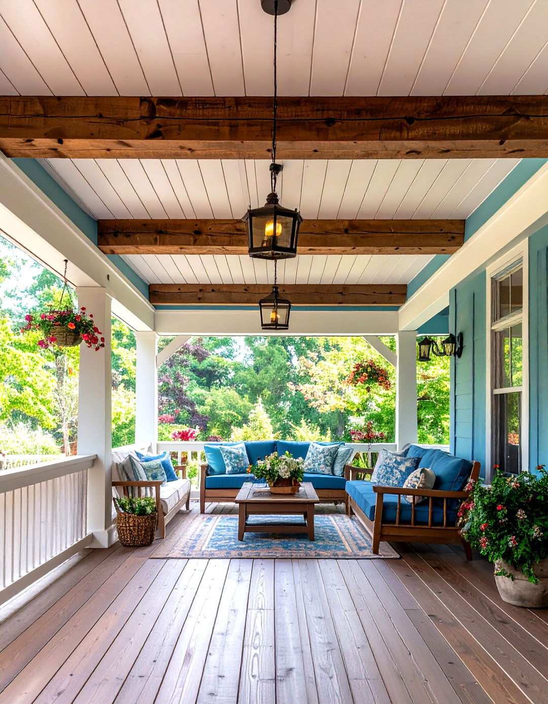 Shiplap Exposed Beam Combination - 24 Porch Ceiling Ideas