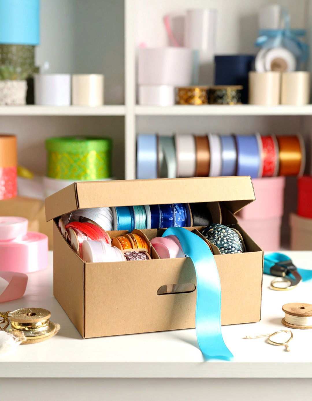 Shoe Box Ribbon Dispenser Design - 24 Ribbon Storage Ideas