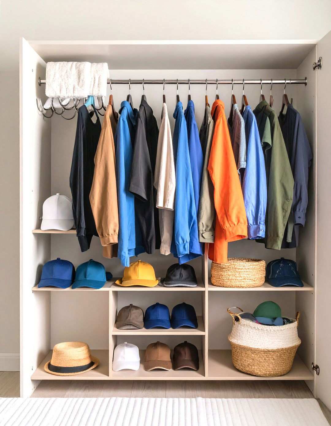 Shower Curtain Ring Organization - 24 Hat Storage Ideas
