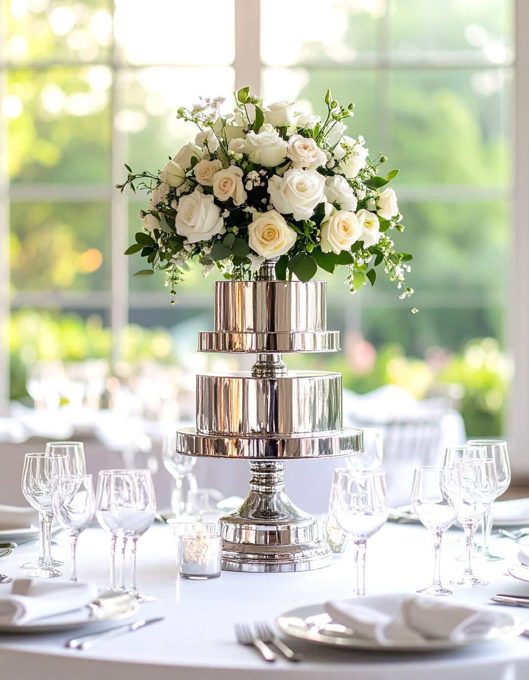 Silver Mercury Glass Towers - 24 Tall Wedding Centerpiece Ideas