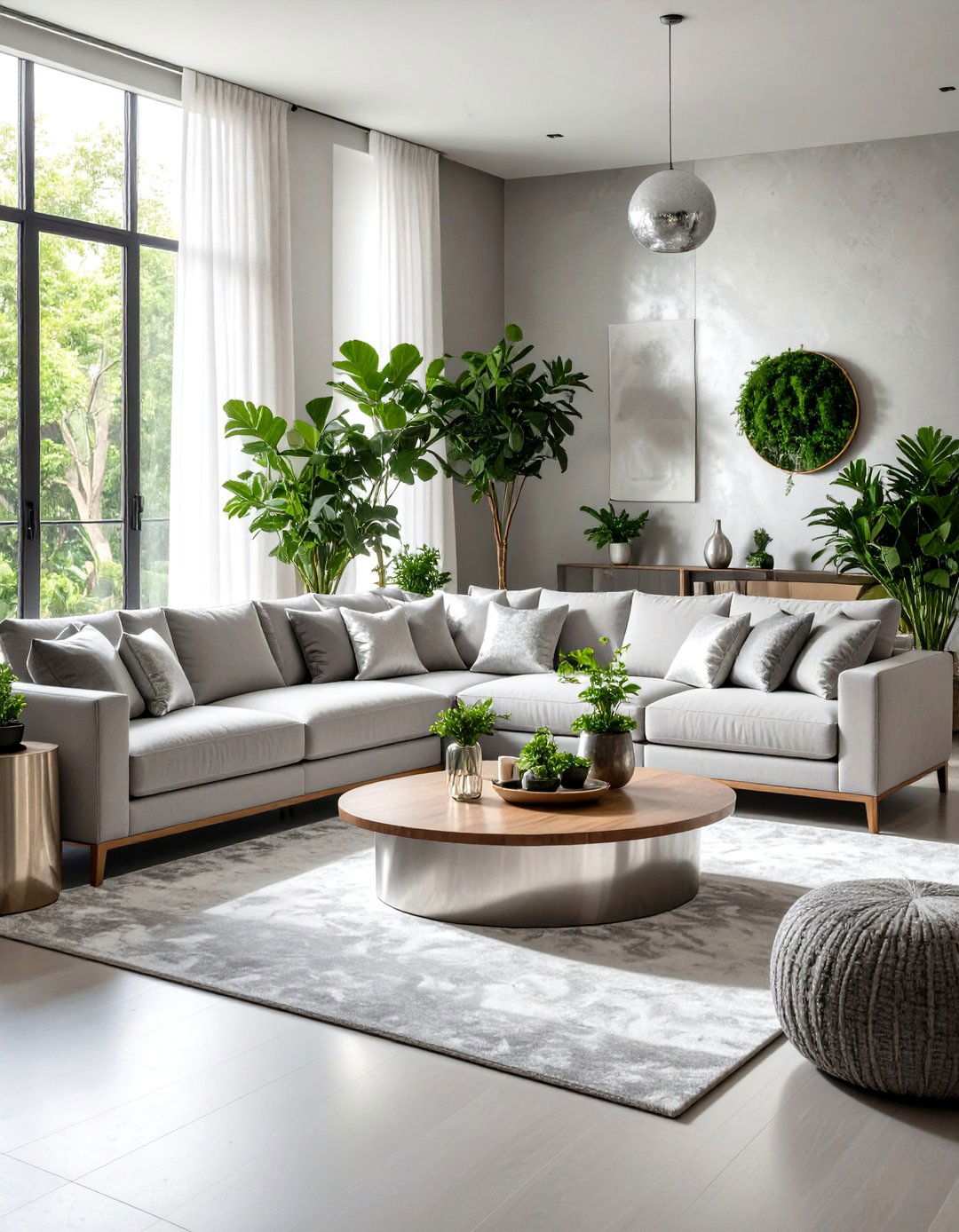 Silver Natural Material Living Room Design - 24 Silver Living Room Ideas