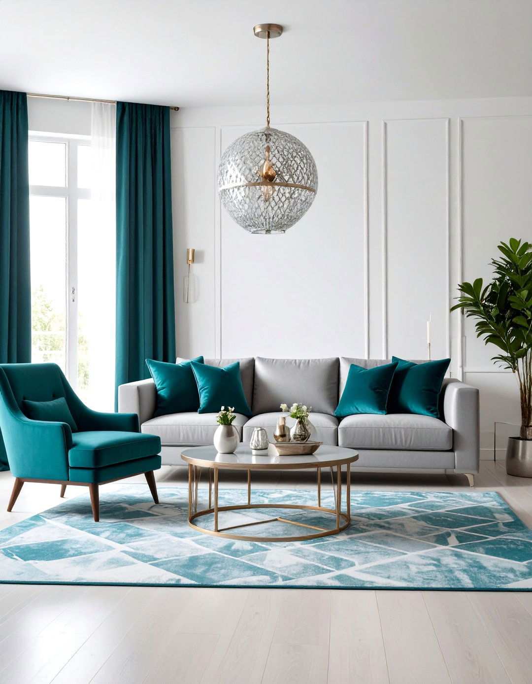 Silver Teal Modern Living Room Design - 24 Silver Living Room Ideas