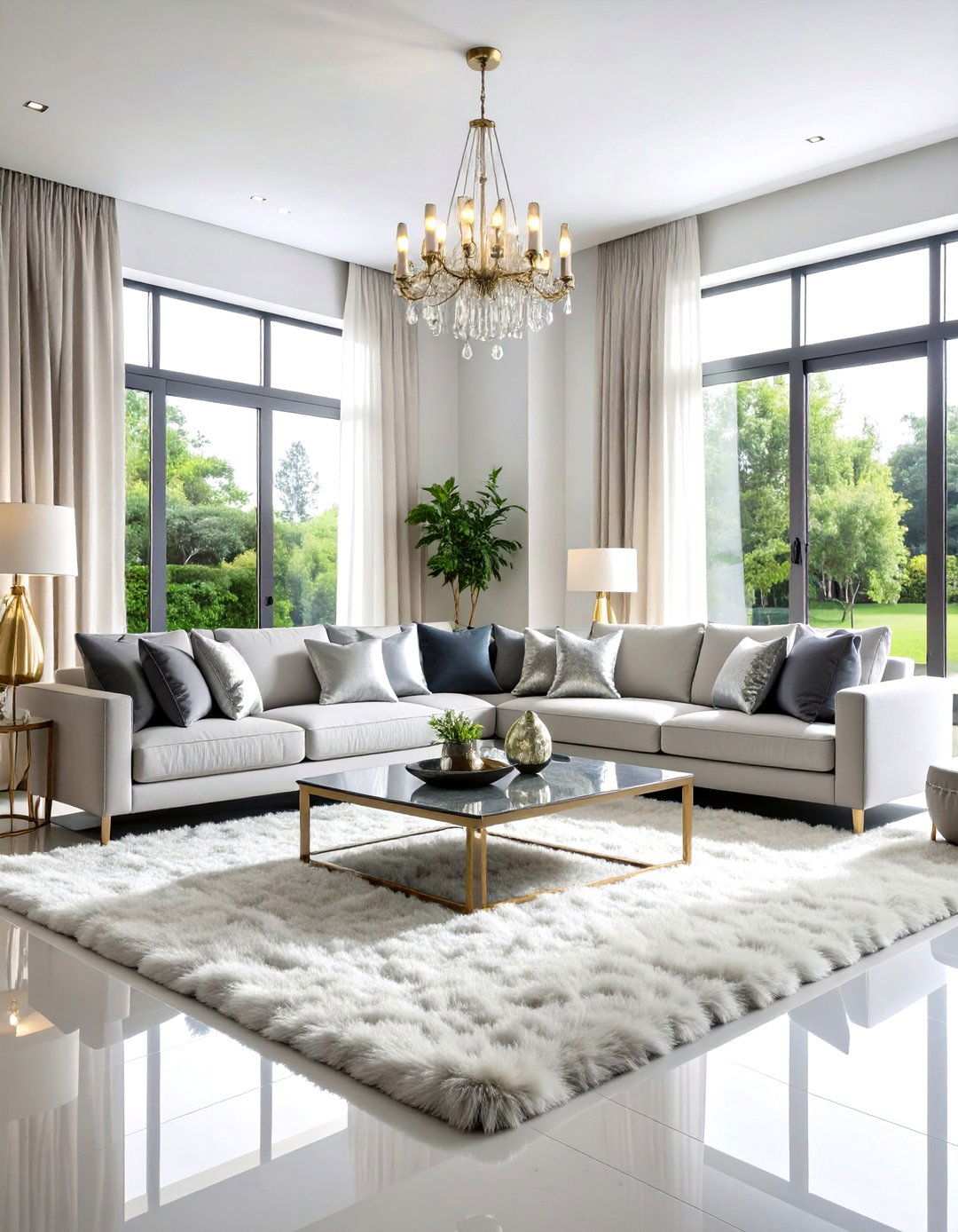 Silver Textile Layered Living Room Theme - 24 Silver Living Room Ideas