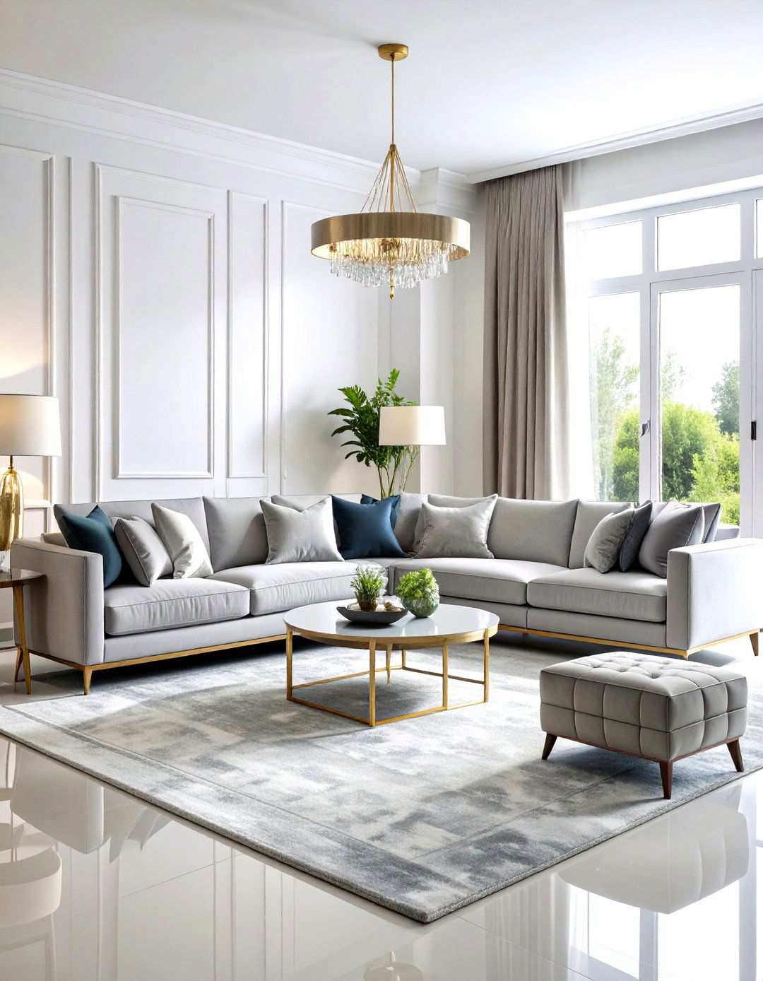 Silver Velvet Luxury Living Room Design - 24 Silver Living Room Ideas
