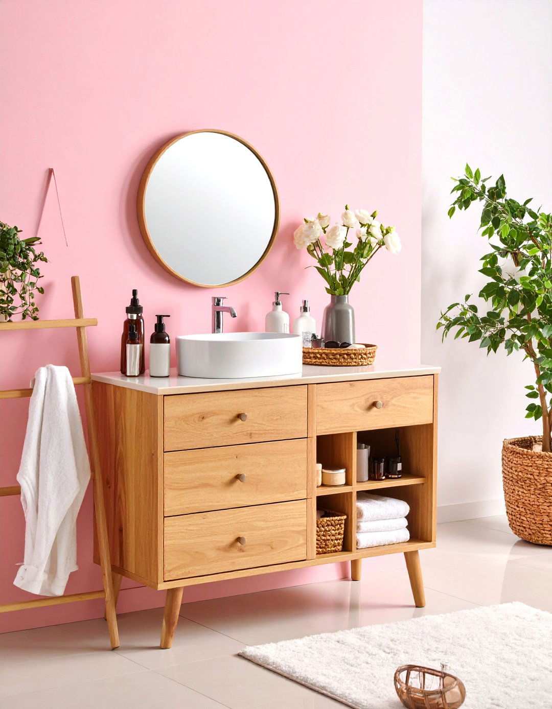 Single Drawer Vanity with Hidden Storage Compartments - 24 Small Bathroom Vanity Ideas