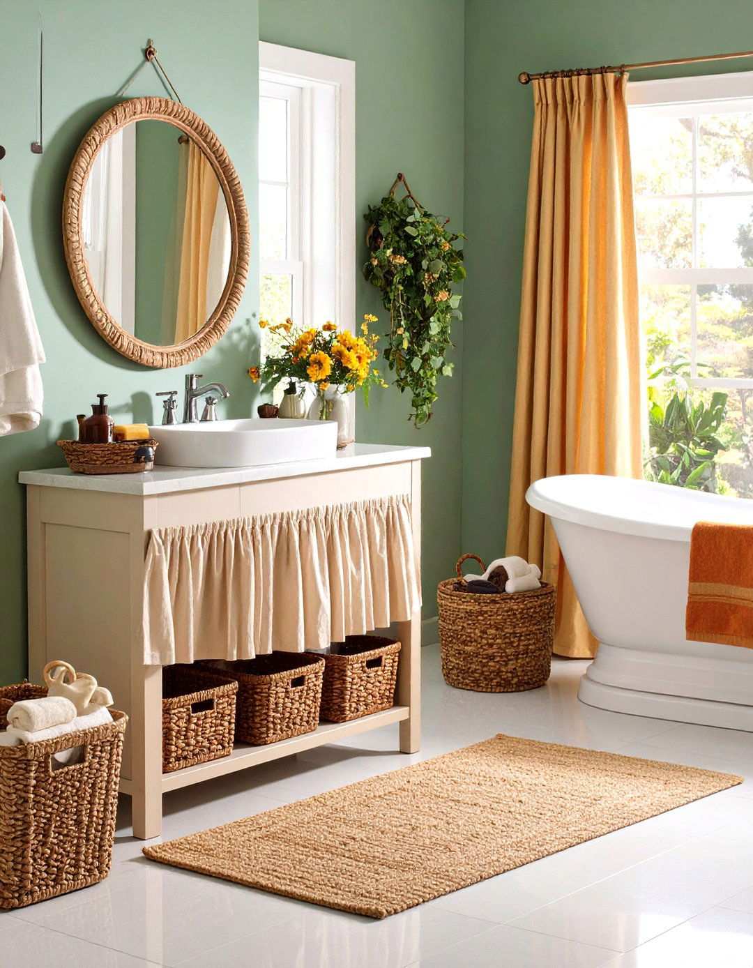 Sink Skirt with Hidden Storage - 24 Pedestal Sink Storage Ideas