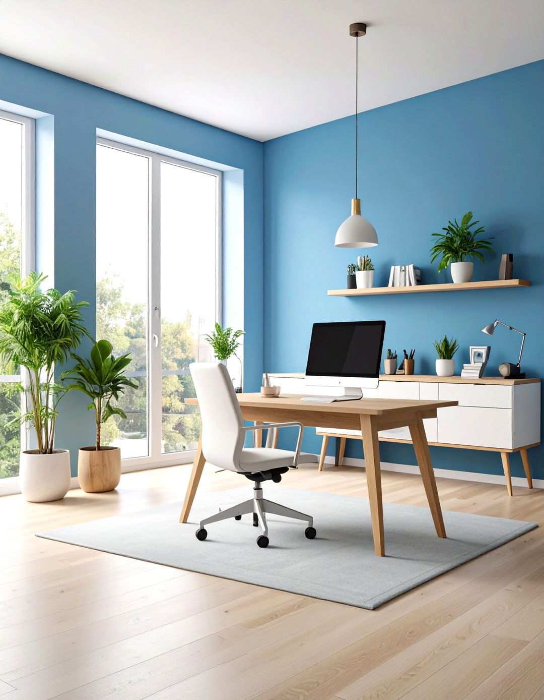 Sky Blue Calm Concentration - 24 Home Office Paint Colors