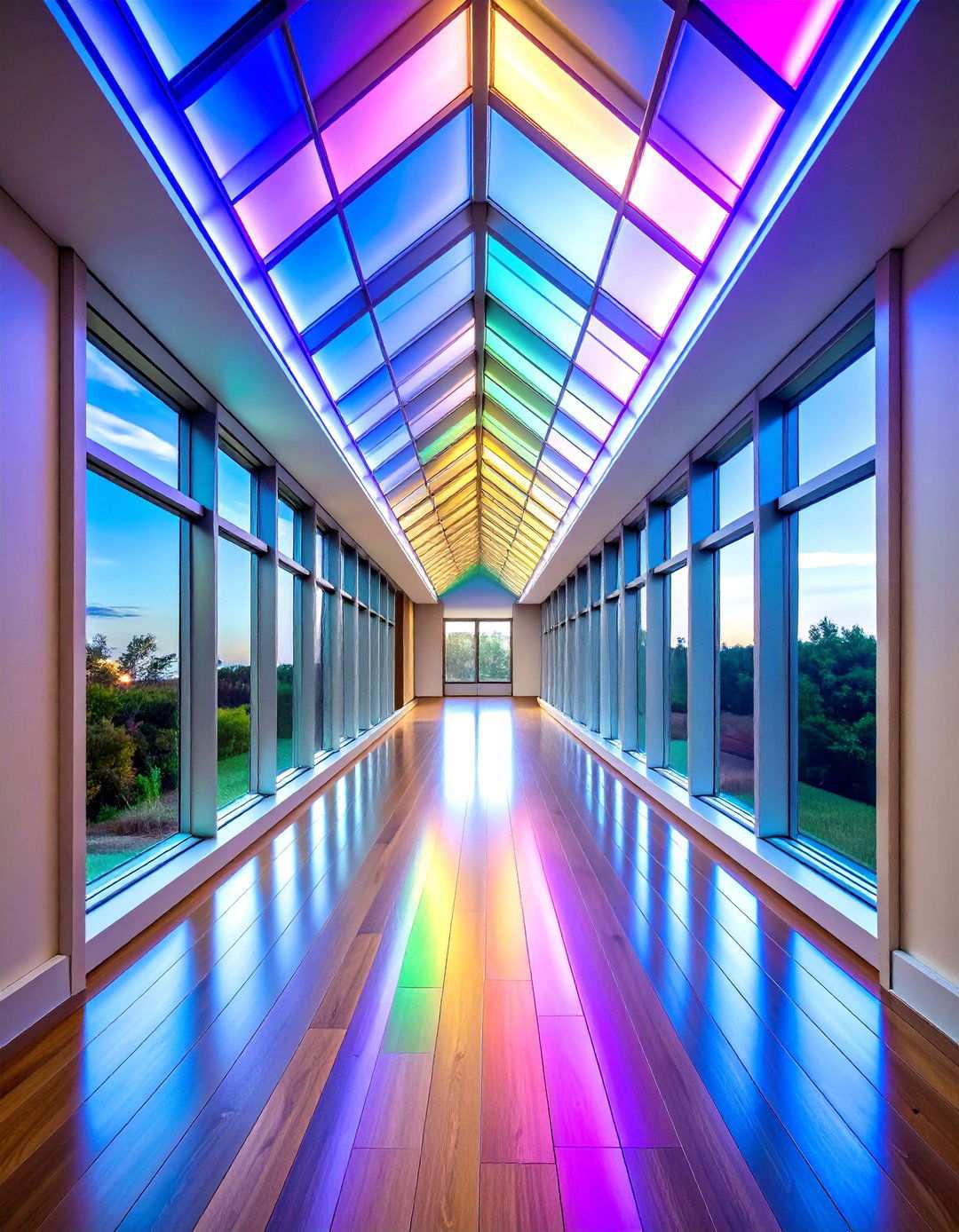 Skylight Simulation LED Panel - 24 Narrow Hallway Lighting Ideas