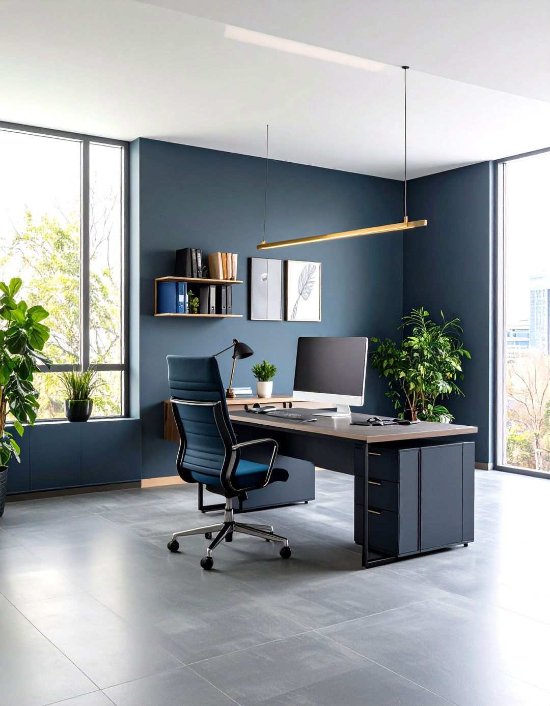 Slate Gray Contemporary Edge - 24 Home Office Paint Colors