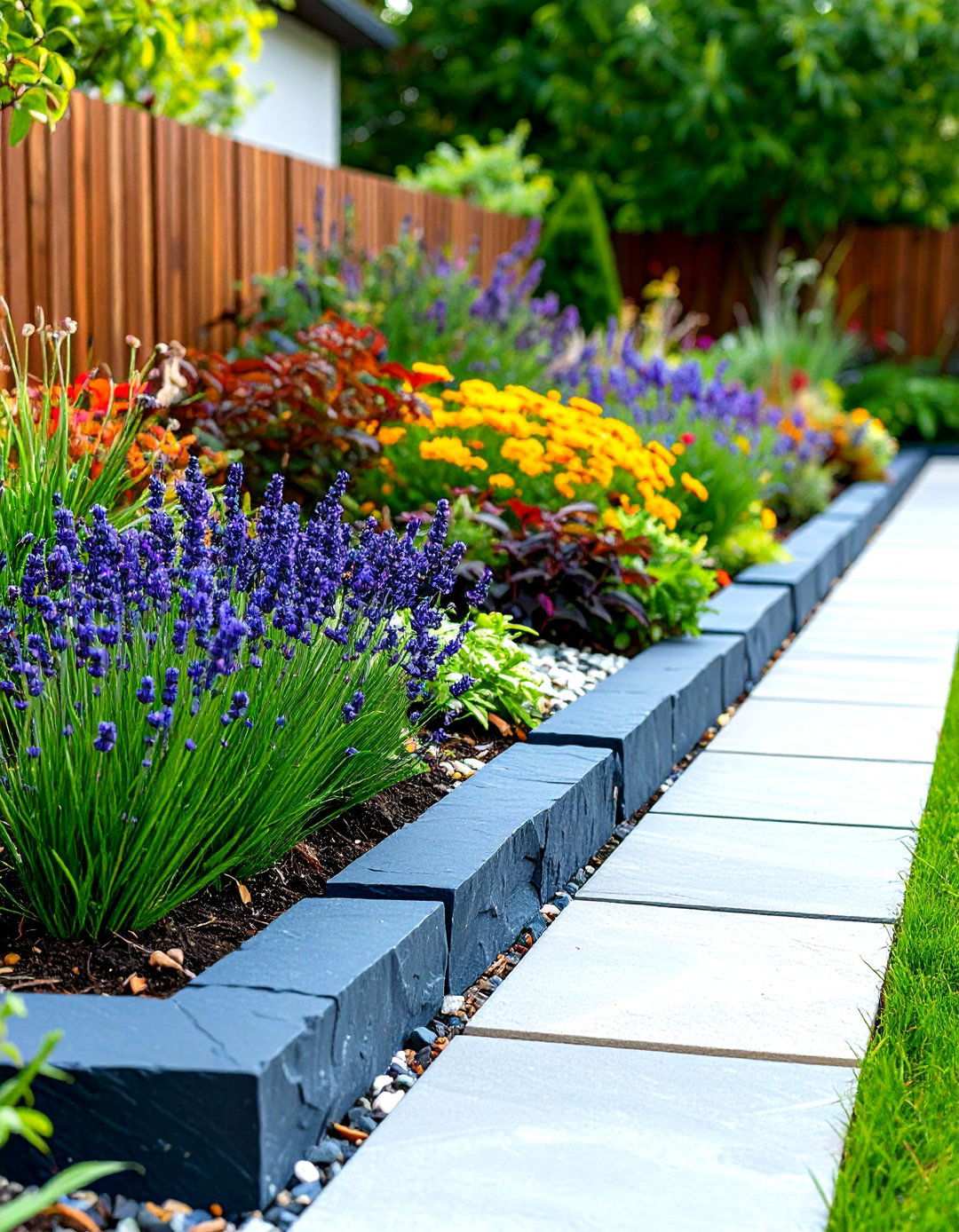 Slate Linear Modern Edging - 24 Stone Garden Edging Ideas