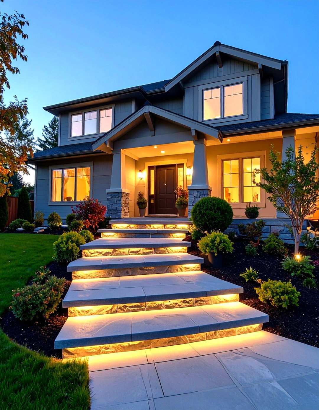 Slate Step Integration - 24 Stone Porch Ideas