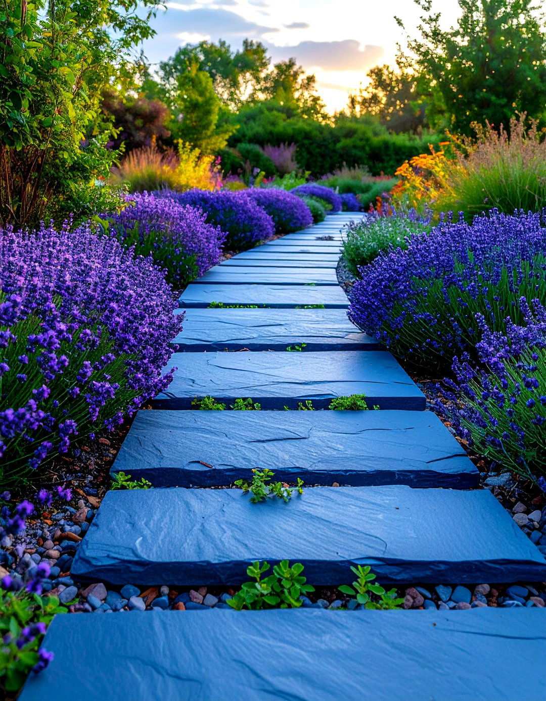 Slate Stepping Stone Walkways - 24 Stone Walkway Ideas