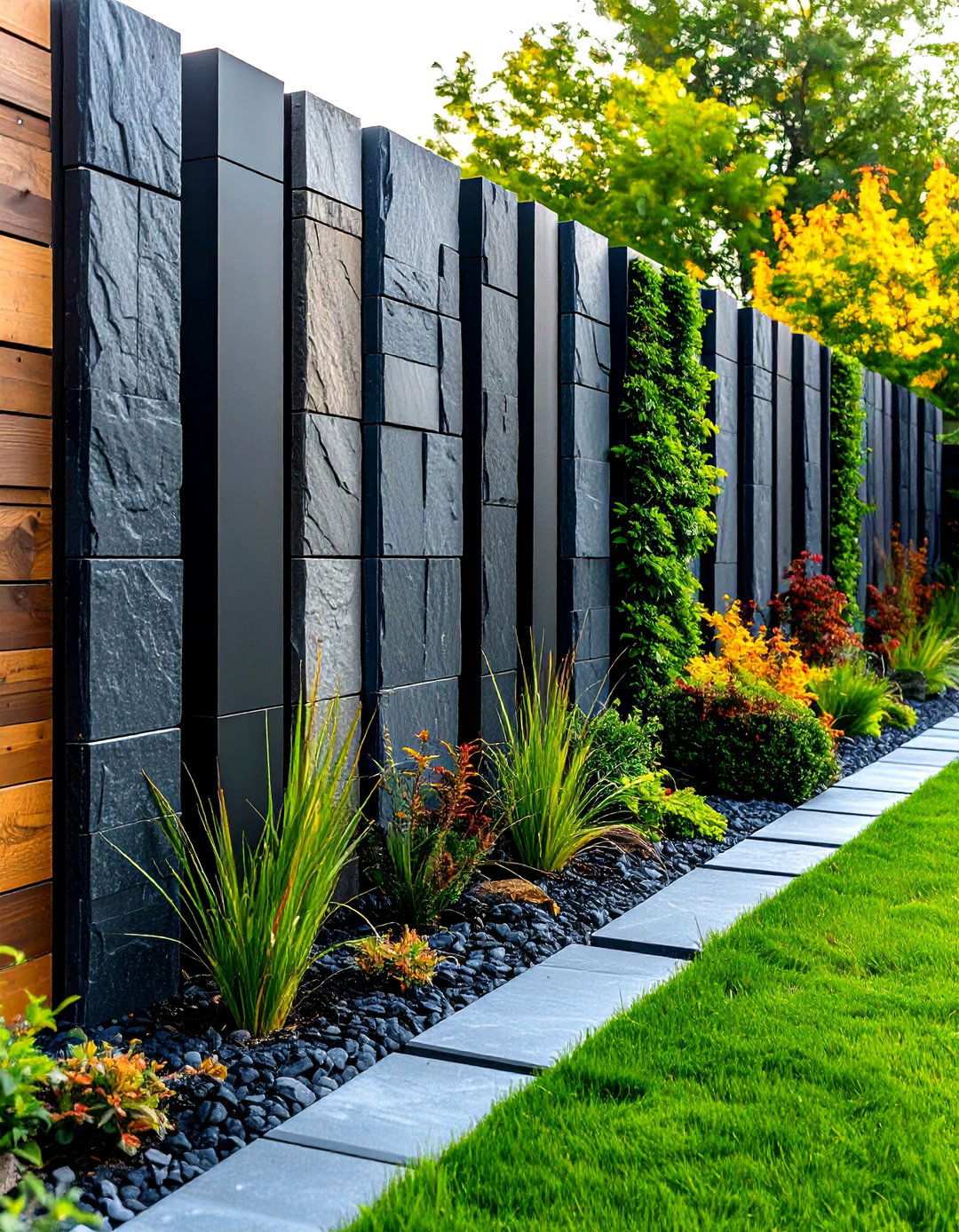 Slate Vertical Contemporary Borders - 24 Stone Garden Edging Ideas