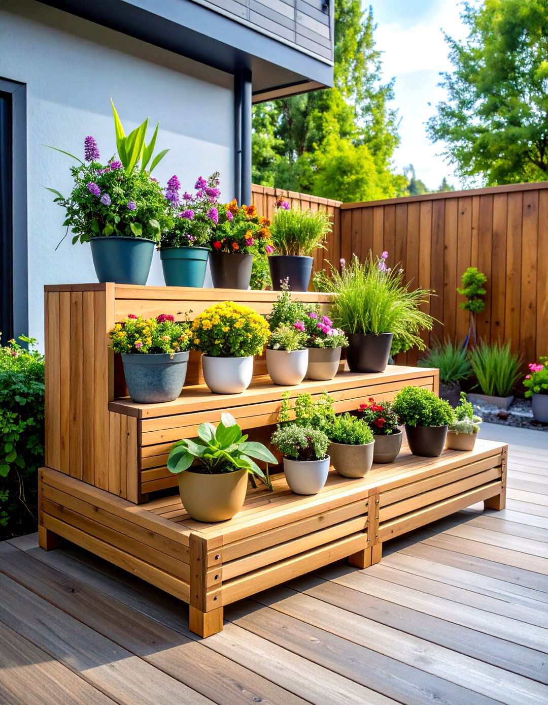 Slatted Plant Stands - 24 Outdoor Plant Stand Ideas