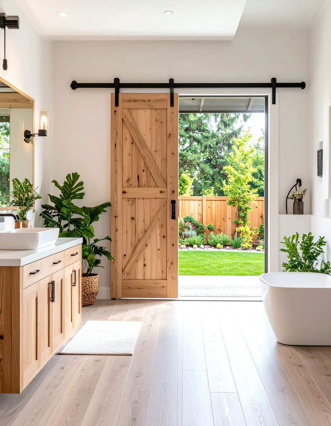 Sliding Barn Door Entry - 24 Scandinavian Bathroom Ideas