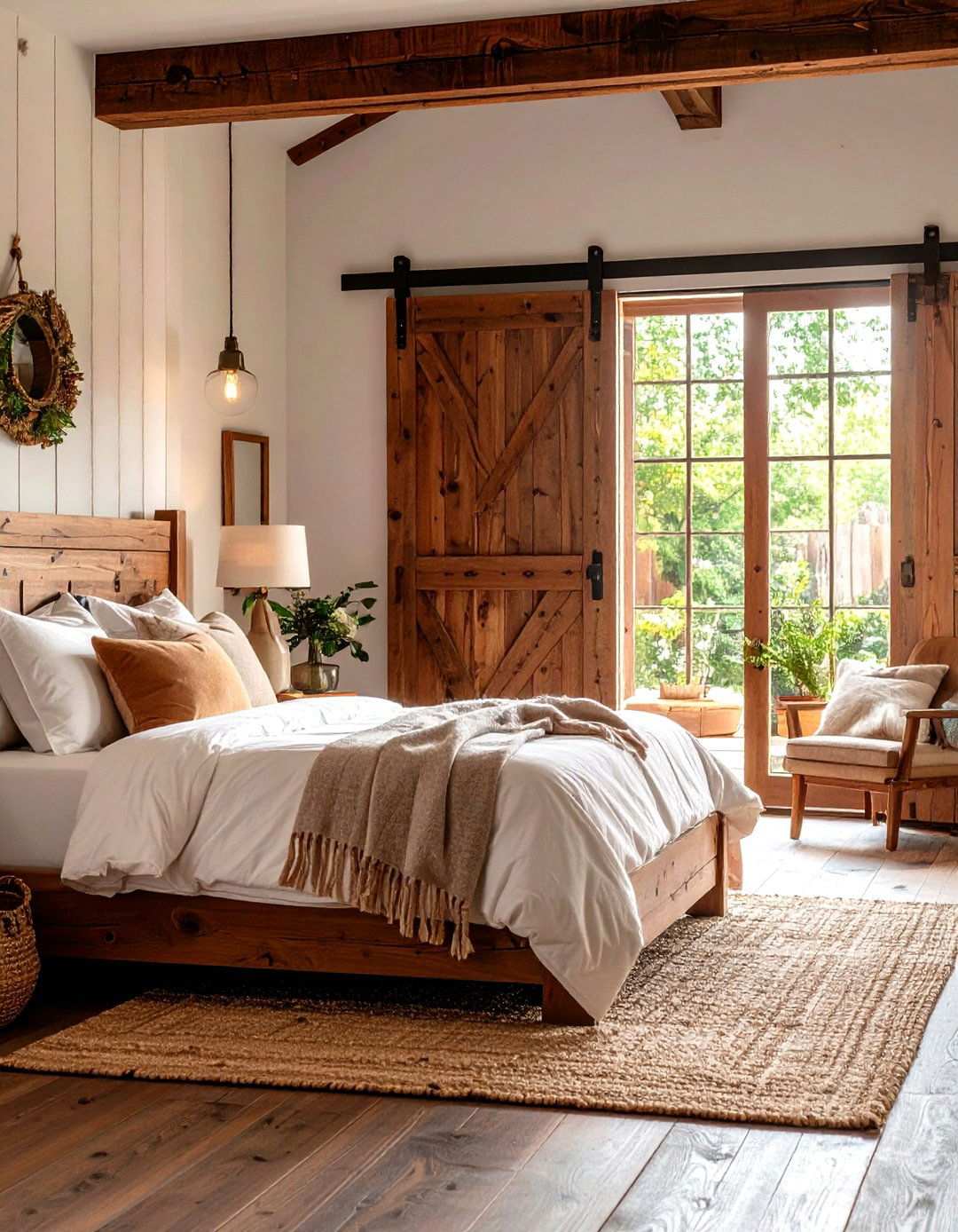 Sliding Barn Door Feature - 24 Rustic Bedroom Ideas
