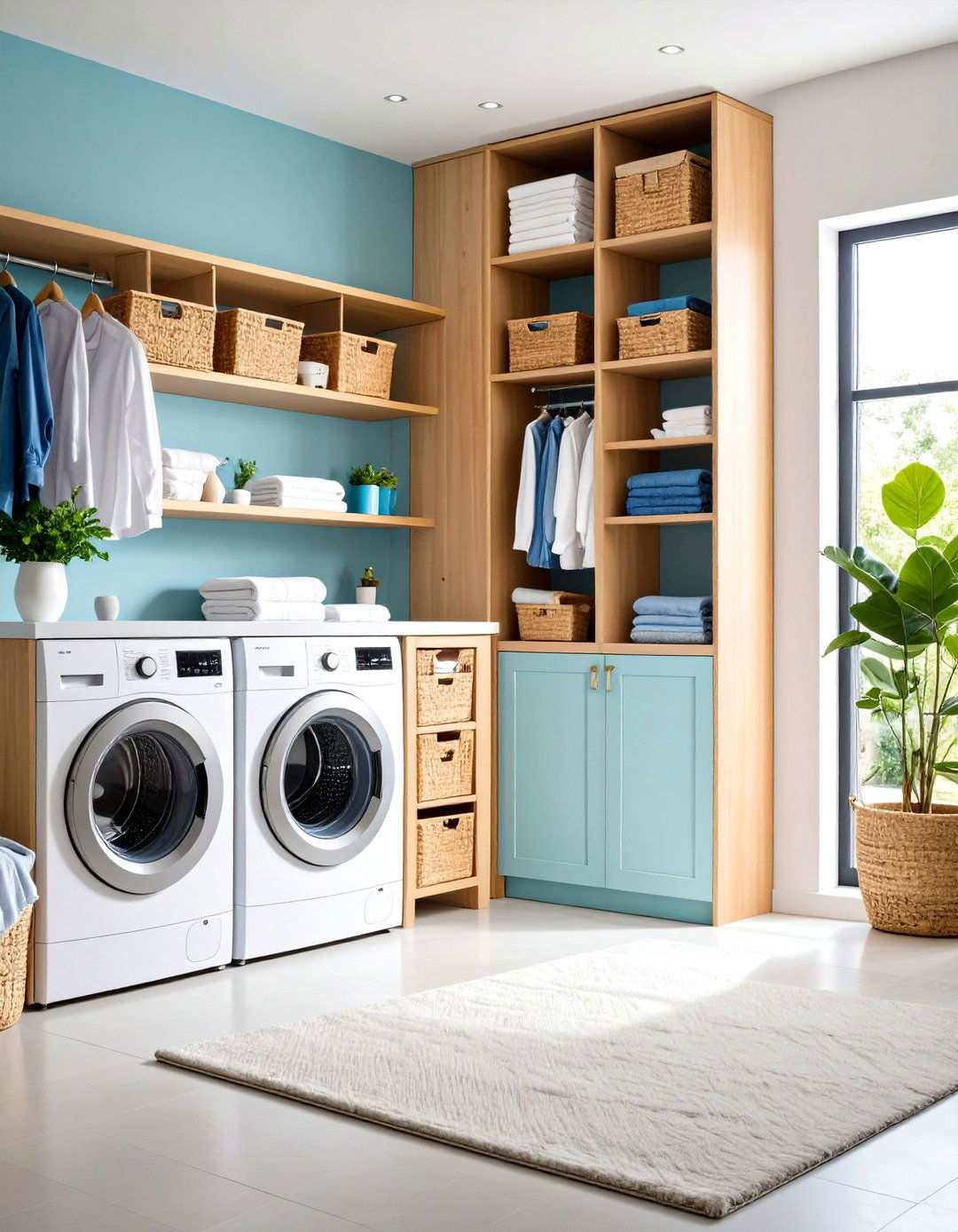 Sliding Door with Built In Storage Shelving - 24 Laundry Room Door Ideas
