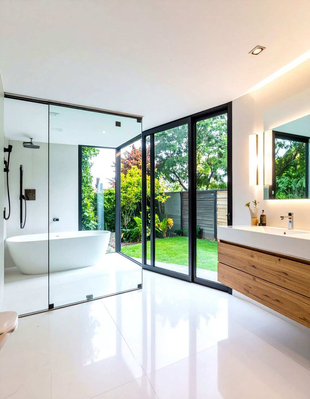 Sliding Glass Door System - 24 Small Bathroom Walk-in Shower Ideas